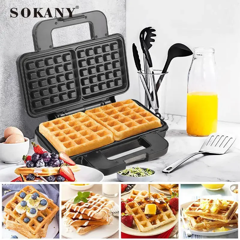 kf-Sbf4f29890fa3477381e313264b98dbe33-Houselin-1000W-Electric-Non-Stick-Belgian-Waffle-Maker-Iron-Breakfast-Sandwiches-Snacks-Burgers-and-more-2