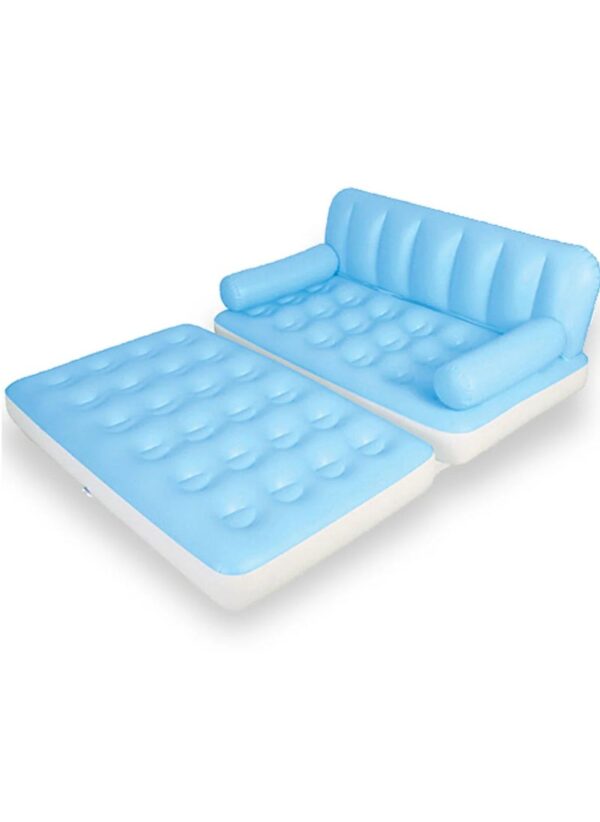 Indoor & Outdoor Inflatable Deluxe Lounge Chair Sat - Soft Plush Fabric Sun Lounger Style Seat - Ideal Home & Garden, Gaming, Picnics, Beach, Festivals… (Blue, Large)