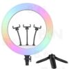 RGB Desktop Soft LED Ring Light 16 RGB Colors with Three Mobile Holder & Mini Stand for Making You_Tube | Insta Reels | Live Stream | Makeup Videos