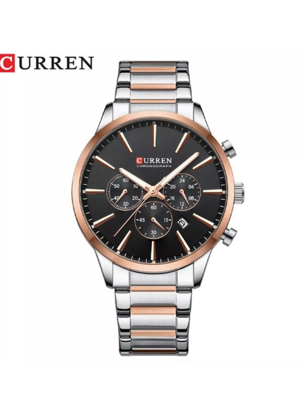 CURREN 8435 trending new style men quartz watch superior Stainless steel band Waterproof date display Chrono 24 hour hand watch