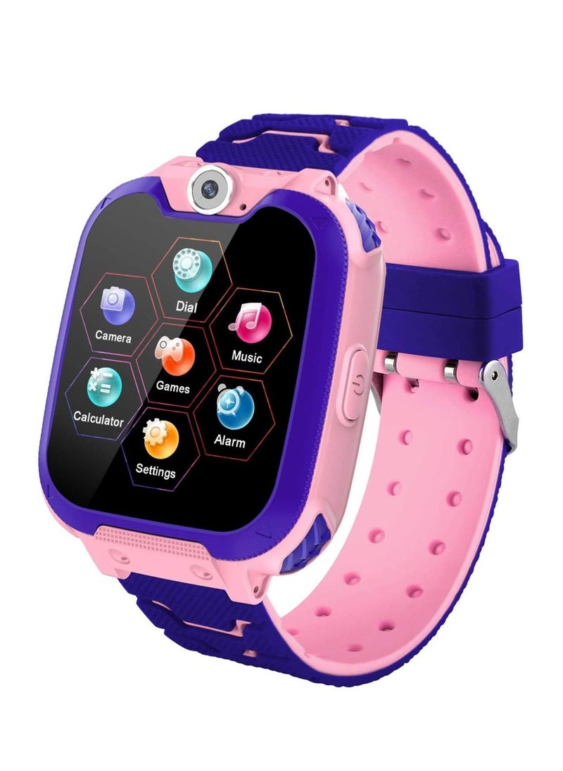 MK06 Pink Smart Watch with Sim Slot, Camera, and Real-Time Tracker for Kids