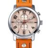 Curren 8192 Quartz Watch With Leather Band For Men Orange And Silver