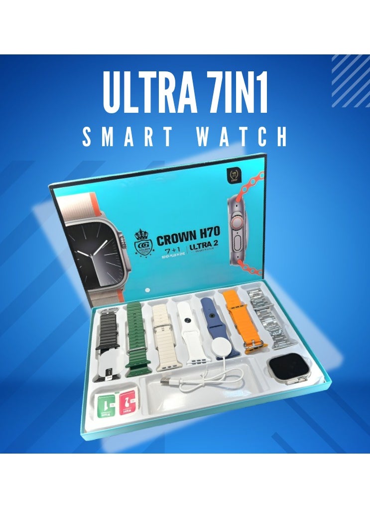 Smart Watch For Men with 7in1 Straps - Crown H70 Ultra 2 Smartwatch